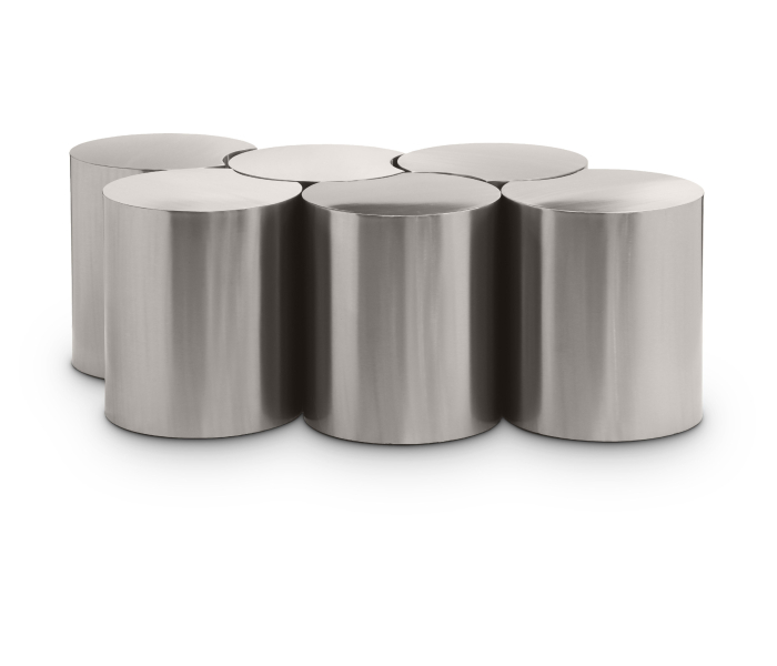 Dimple - 18" 6 Piece Modular Coffee Table - Silver, 44"