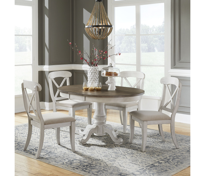 Ocean Isle - 5 Piece Pedestal Table Set - Antique