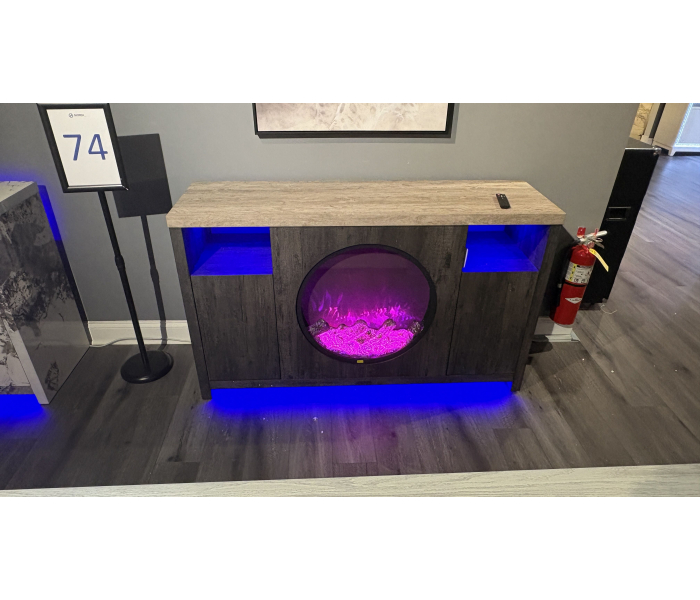 Alora - Marble 70" Entertainment Unit With Speakers And LED - Dark Gray / Light - Dark Gray