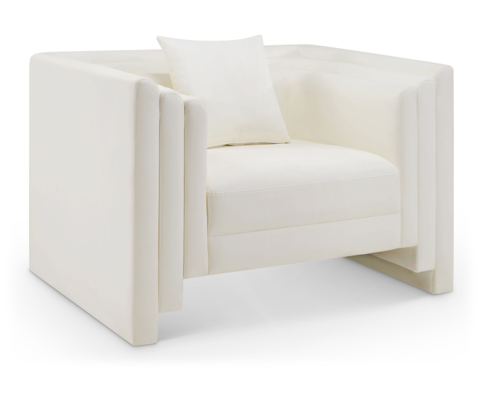 Everett - Vegan Leather Upholstered Chair - Cream - White