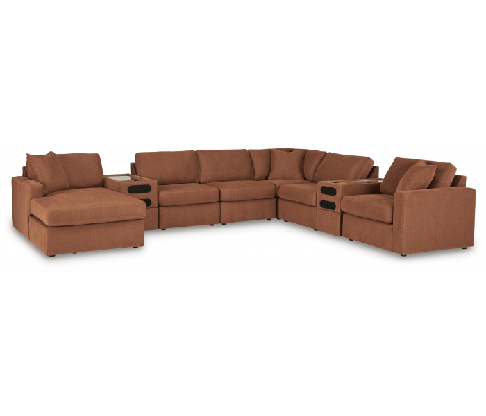 Modmax 8-Piece Sectional With LAF Corner Storage Chaise And 2 Audio Consoles Spice, 157"