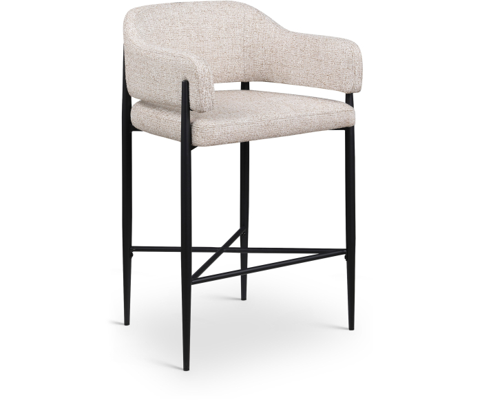 Dame - Fabric Upholstered Counter Stool (Set of 2) - Beige