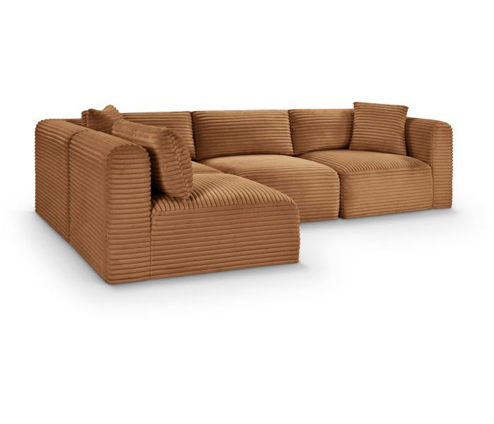 Shaggy - 4 Piece Modular Corner Sectional - Saddle, 109"
