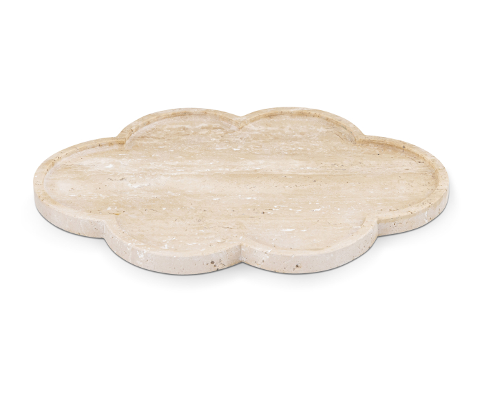 Rimini - Travertine Clover Shaped Tray - Natural - Beige, 16"
