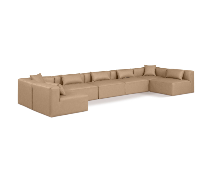 Cube - 7 Piece Modular U-Shaped Sectional - Tan, 180"