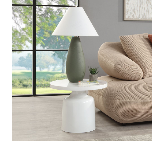 Zaid - End Table - Engineering Marble & White High Gloss Finish, 22"