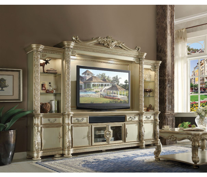 Vendome II - Entertainment Center - Gold Patina & Bone