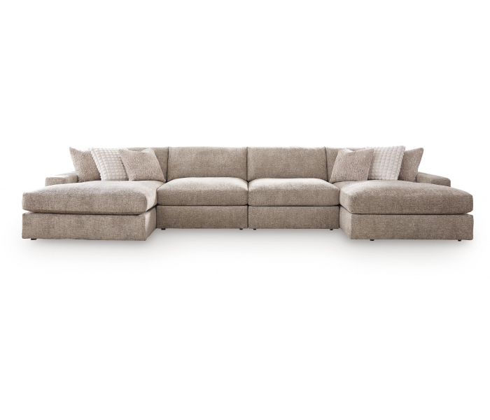 Nexora-Court 4-Piece Double Chaise Sectional Burlap, 204"