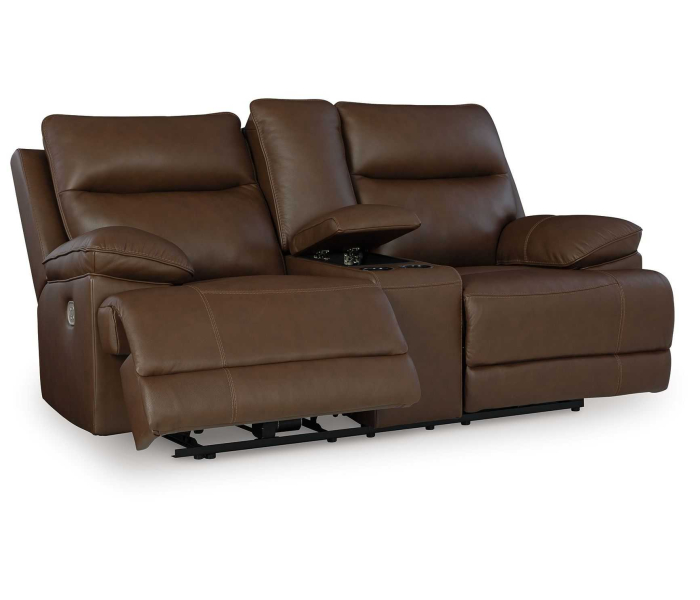 Vonryan - Tobacco - Power Reclining Loveseat With Console / Adj Headrest