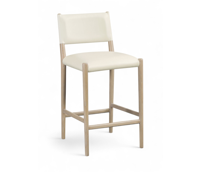 Andie - Vegan Leather Upholstered Counter Stool - Cream - White