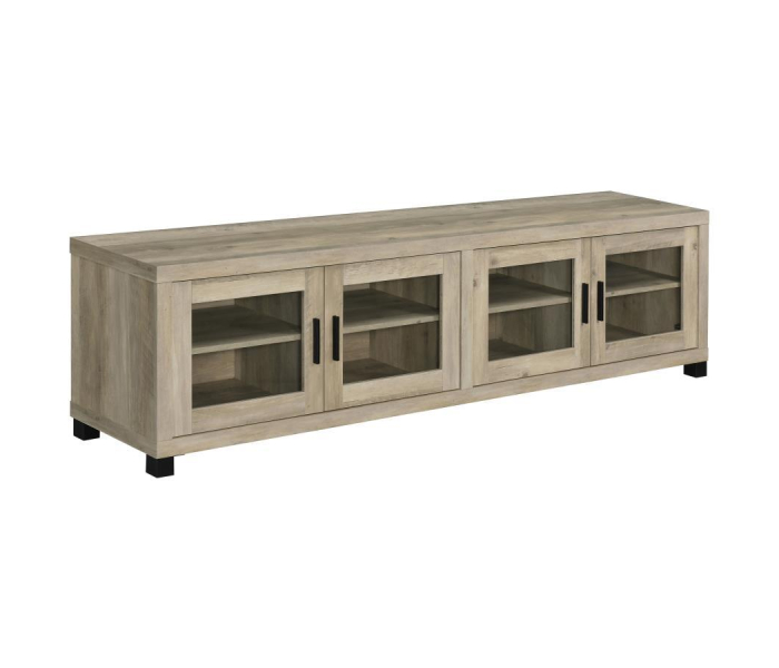 Sachin - 4-Door Engineered Wood TV Stand - Distressed Pine
