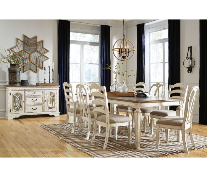 Realyn - White - 9 Pc. - Extension Table, 4 Ladderback Side Chairs, 4 Ribbon Back Side Chairs