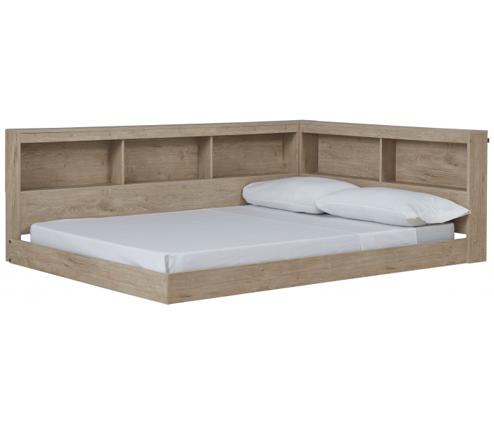 Oliah Bookcase Storage Bed Natural
