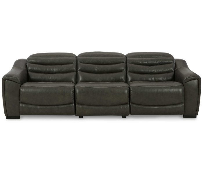 Center Line - Dark Gray - 3-Piece Power Reclining Sectional, 110.5"