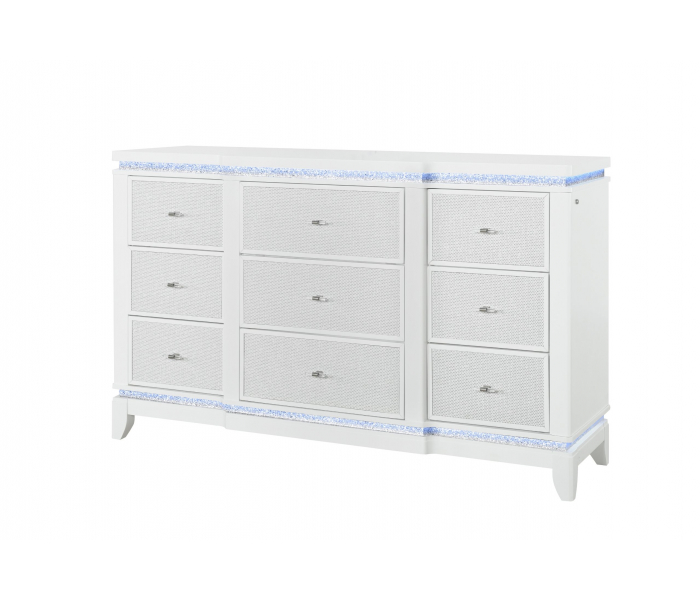 Alina - Dresser With LED - White, 62" Wide