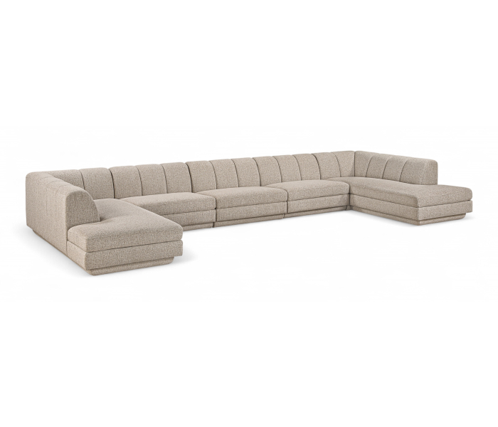 Modari - Fabric Upholstered 5 Piece U-Shaped Modular Sectional - Beige, 195"