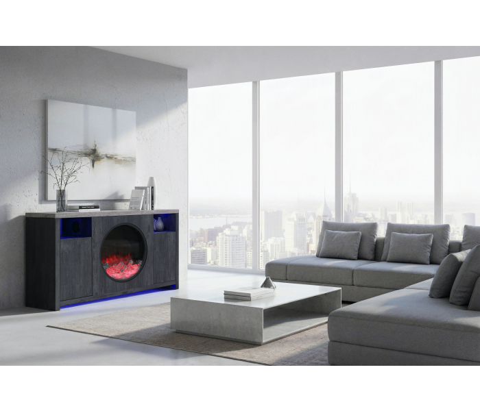 Nyla - 60" Entertainment Unit With Speakers And LED - Dark Gray / Light - Dark Gray