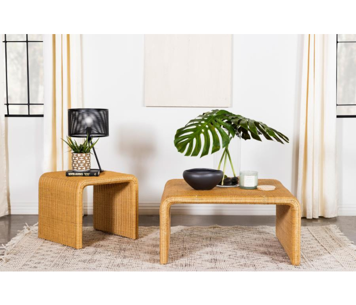 Cahya - 2 Piece Rattan Coffee And End Table Set - Natural