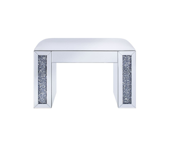 Noralie - Vanity Stool - PU, Mirrored & Faux Diamonds