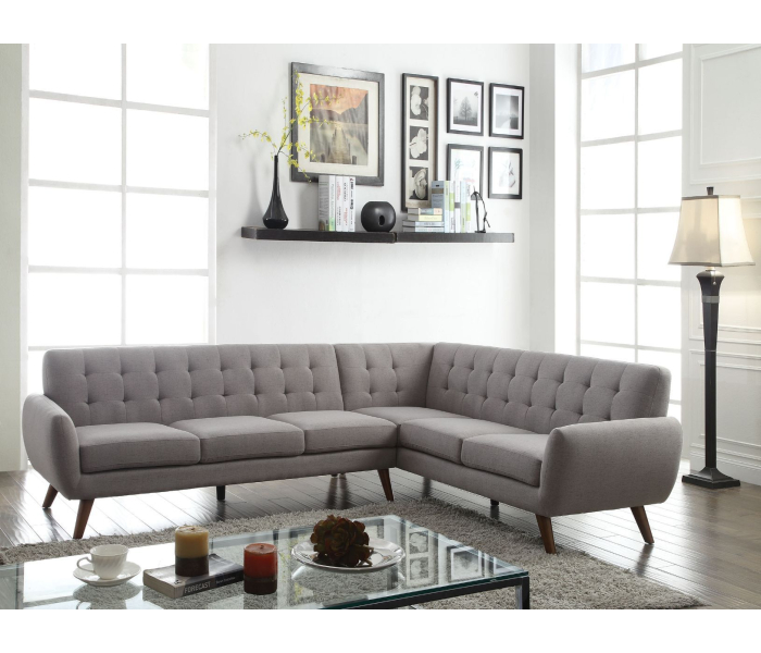 Essick - Sectional Sofa - Light Gray Linen - Gray, 108"