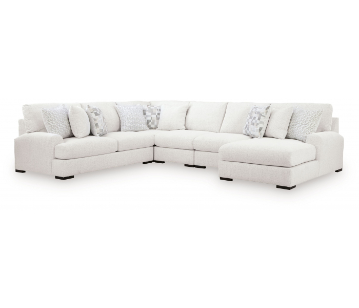 Misty-Lakes 5-Piece Sectional With RAF Corner Chaise Chalk, 119"