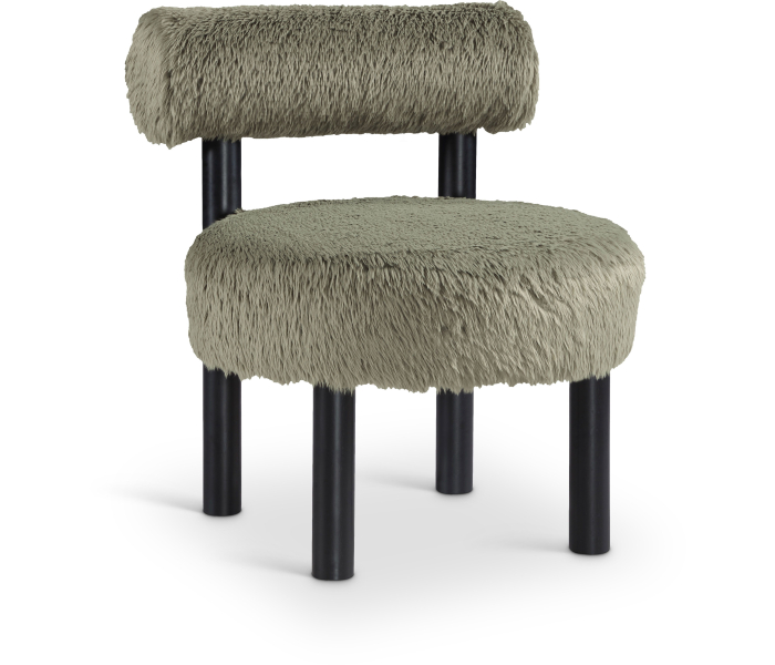 Ambre - Vegan Shearling Fabric Upholstered Accent Chair - Dark Green
