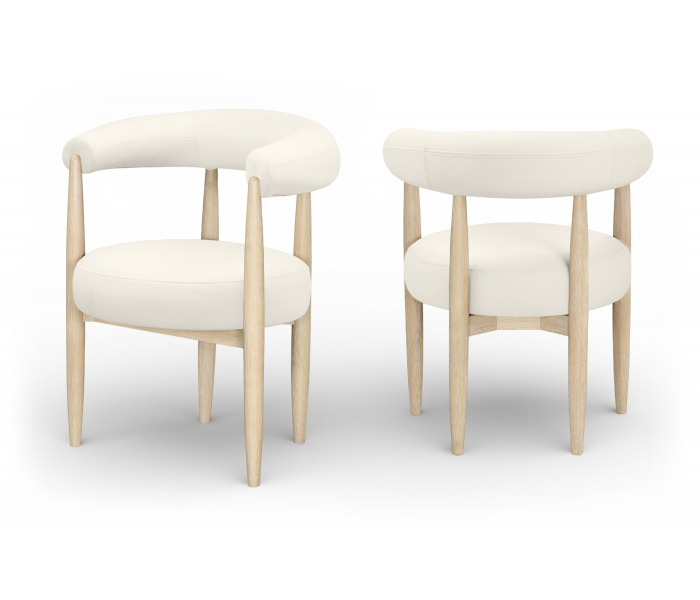 Sable - Vegan Leather Upholstered Dining Chair (Set of 2) - Cream / Painted Natural - White