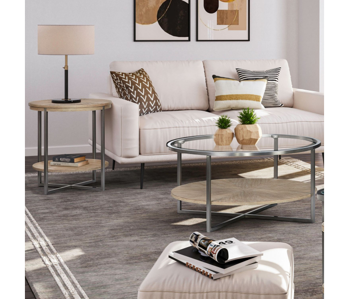 Paran Place - 3 Piece Table Set (Cocktail Table & 2 End Tables) - Natural - Light Brown