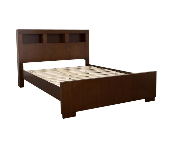 Jessica - Eastern King LED Storage Bookcase Bed - Cappuccino