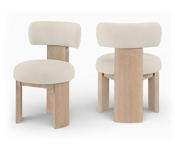 Atelier - Vegan Leather Upholstered Dining Chair (Set of 2) - Taupe / Painted Natural - Beige