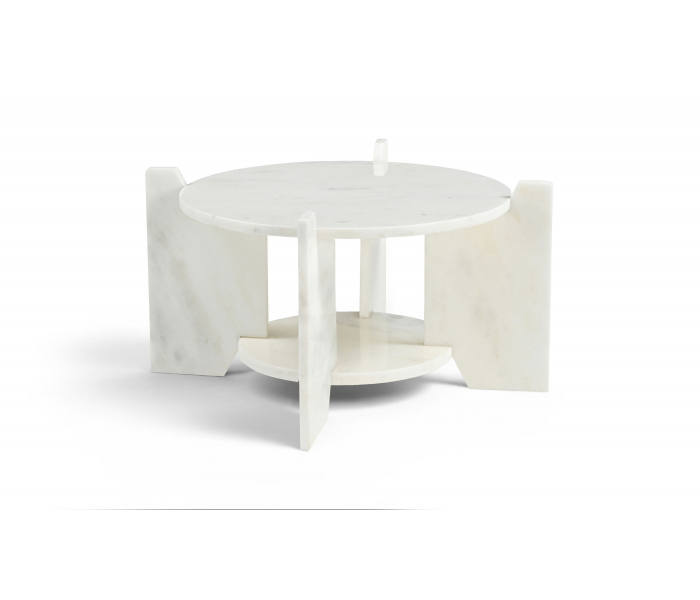 Soriano - Genuine Marble Coffee Table - White, 30"