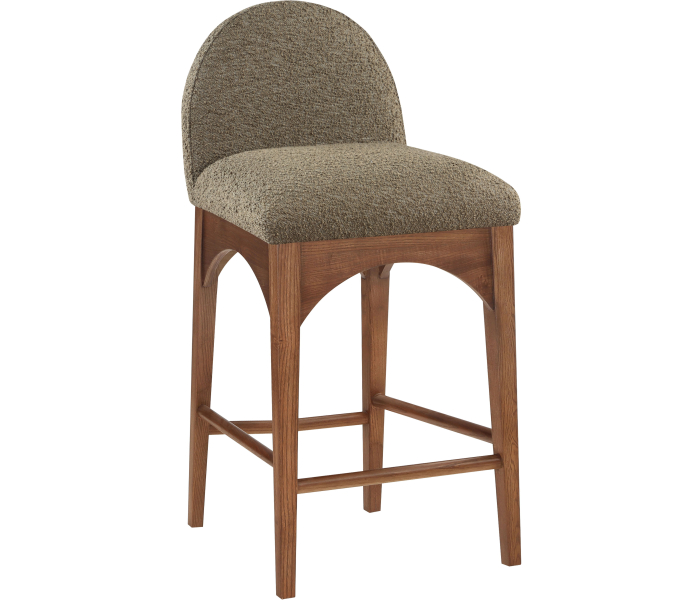 Waldorf - Boucle Stool With Brown Legs - Olive