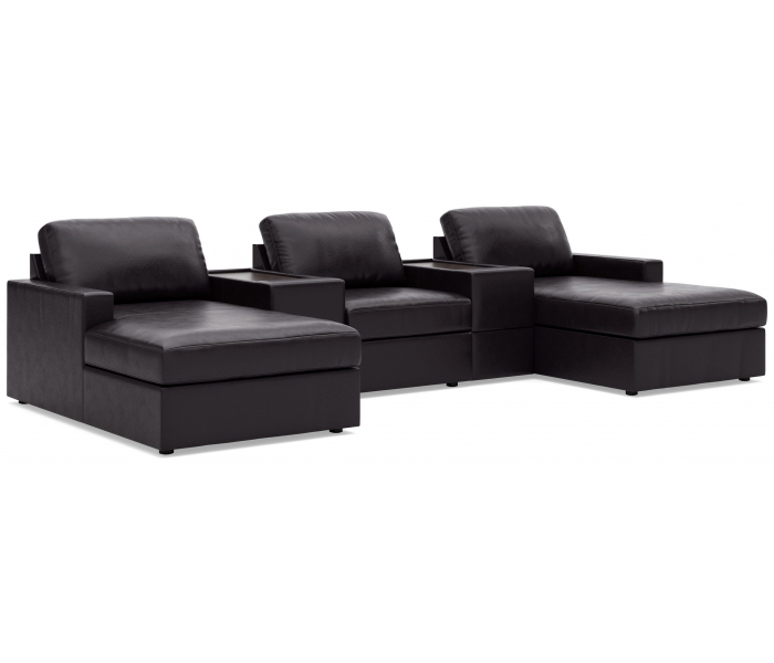 Modmax II 5-Piece Double Chaise Sectional With 2 Storage Consoles Black, 144"