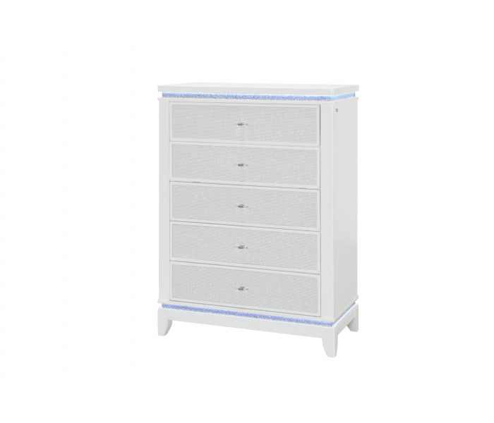 Alina - Chest With LED - White, 52" Tall