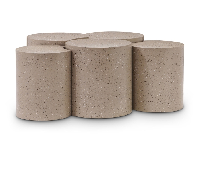 Dimple - 5 Piece Modular Coffee Table - Taupe Terazzo, 45"