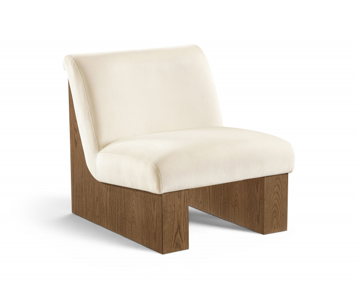 Vantage - Velvet Performance Fabric Upholstered Accent Chair - Beige / Brown