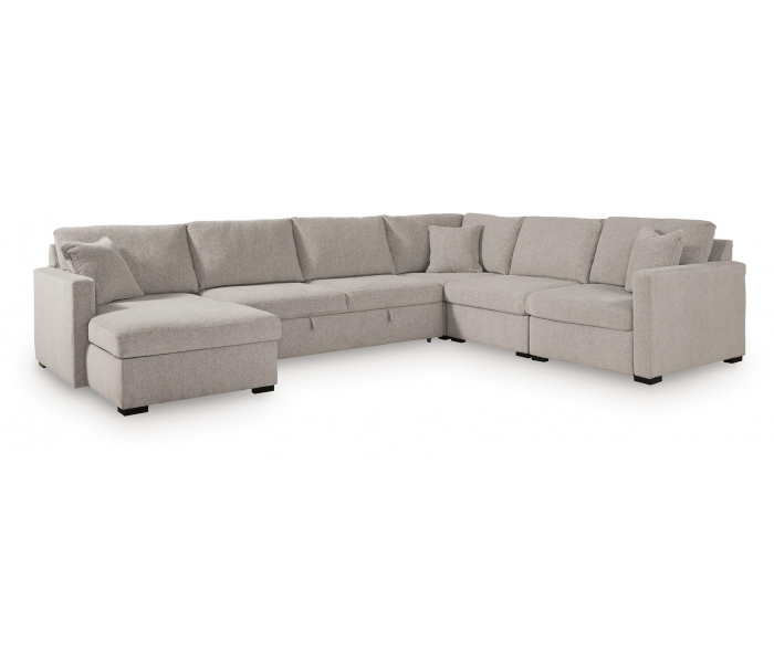 ModMax Luxe 5-Piece Sectional With LAF Corner Chaise And Pop Up Sleeper Flint