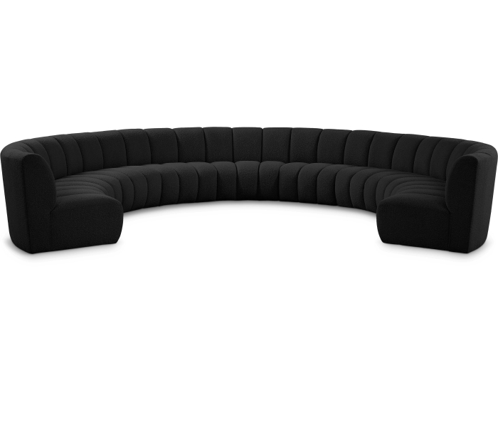 643black-9pc - Cozyliving Furniture  - Infinity - 9 Piece Modular Sectional - Black, 183"
