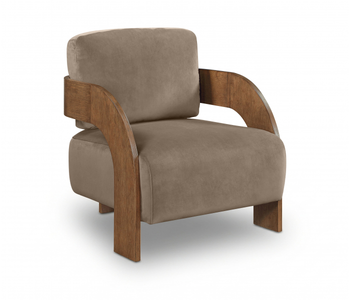 Cedra - Velvet Performance Fabric Upholstered Accent Chair - Taupe - Gray