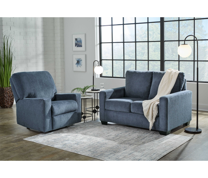 Rannis - Navy - 2 Pc. - Twin Sofa Sleeper, Rocker Recliner