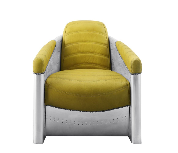 Brancaster - Accent Chair - Yellow Top Grain Leather & Aluminum