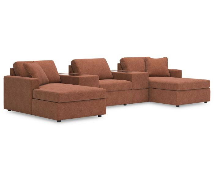 Cozymax - Spice - 5-Piece Pit Sectional With Storage Consoles, 144"