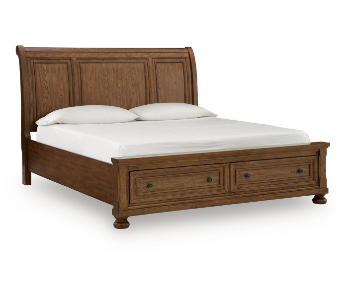 Zackaryn Sleigh Storage Bed Warm Brown