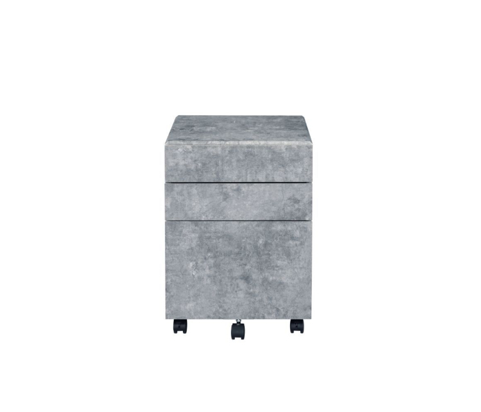 Jurgen - File Cabinet - Faux Concrete & Silver