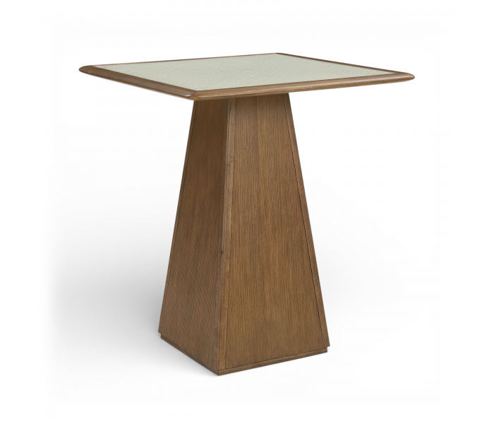 Atrium - Glass And Cane Top With Solid Wood Base Bar Height Table - Brown Walnut - Dark Brown, 36"
