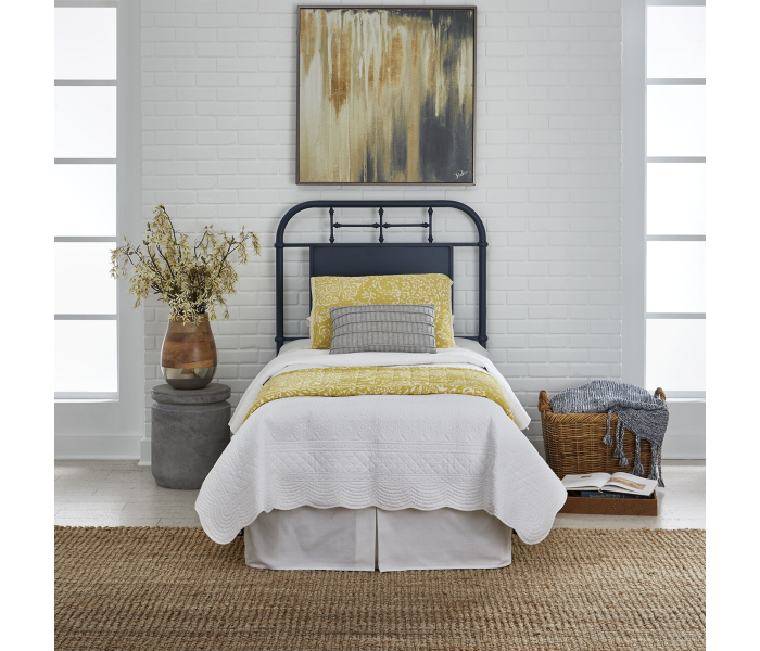 Vintage Series - Twin Metal Headboard - Navy - Blue