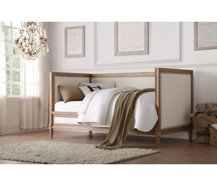 Charlton - Daybed - Cream Linen & Salvage Oak