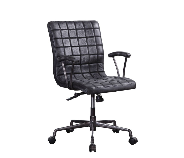 Barack - Executive Office Chair - Vintage Black Top Grain Leather & Aluminum