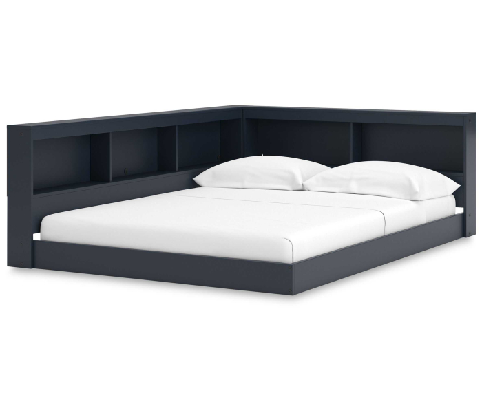 Simmenfort - Navy Blue - Full Bookcase Storage Bed