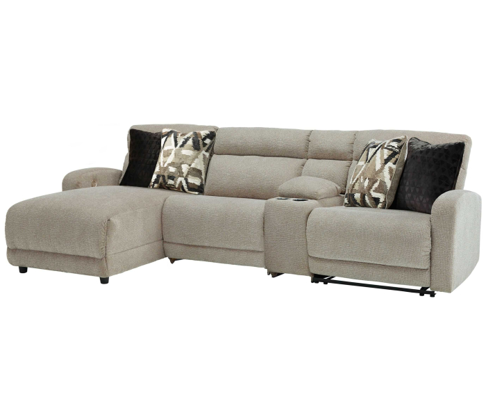 Colleyville - Stone - 4-Piece Power Reclining Sectional With LAF Back Chaise, 121"